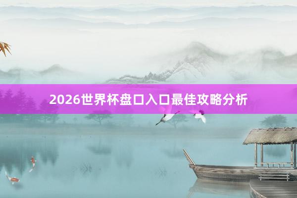 2026世界杯盘口入口最佳攻略分析