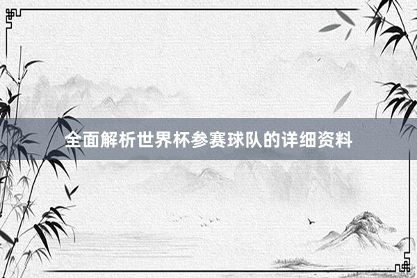 全面解析世界杯参赛球队的详细资料