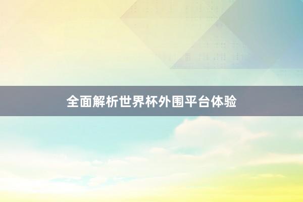 全面解析世界杯外围平台体验