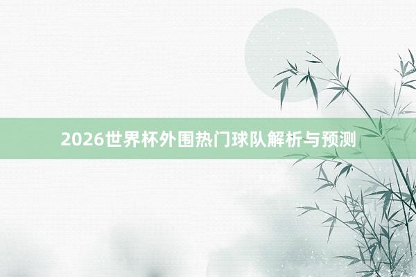 2026世界杯外围热门球队解析与预测